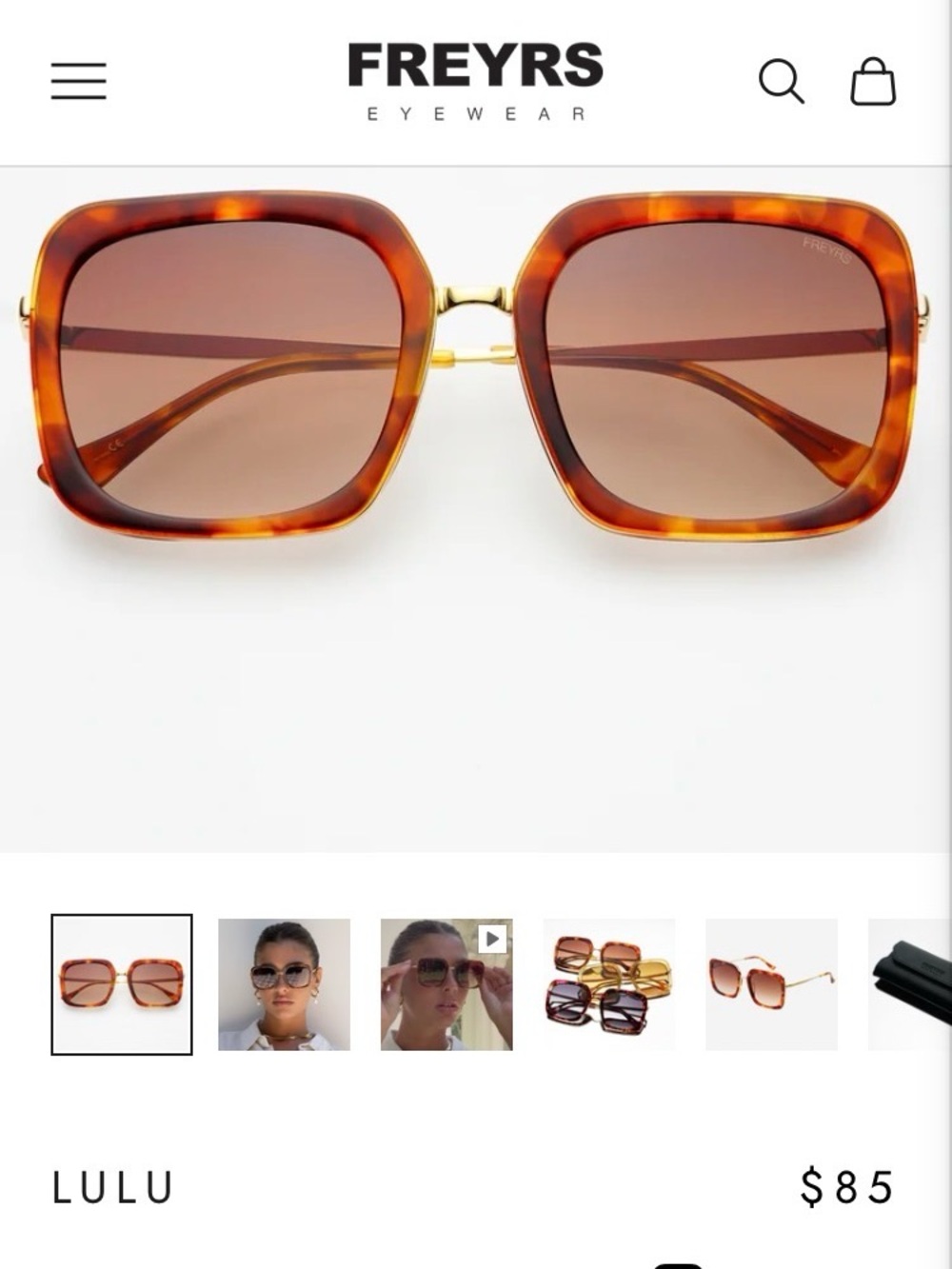 NEW FREYRS Lulu Tortoiseshell Square Sunglasses - Brown